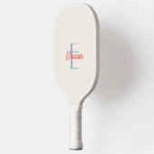 Voornaam Elegante Crème Monogram Beginletter Naam Pickleball Paddle (Links)