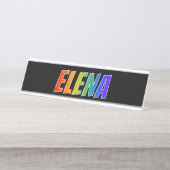 Voornaam "ELENA": Fun Rainbow-kleuren Bureau Naambordje (Voorkant)