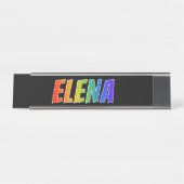 Voornaam "ELENA": Fun Rainbow-kleuren Bureau Naambordje (Voorkant)