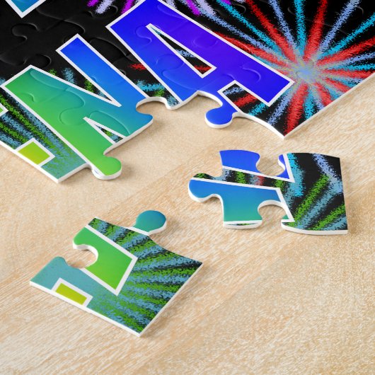 Voornaam "ELENA", geun "HAPPY BIRTHDAY" Legpuzzel (Zijkant)