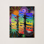 Voornaam "ELENA", geun "HAPPY BIRTHDAY" Legpuzzel (Verticaal)