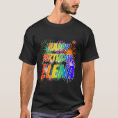 Voornaam "ELENA", geun "HAPPY BIRTHDAY" T-shirt (Voorkant)