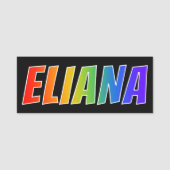Voornaam "ELIANA": Fun Rainbow-kleuren Naamplaatje (Voorkant)