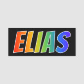 Voornaam "ELIAS": Fun Rainbow-kleuren Naamplaatje (Voorkant)