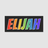 Voornaam "ELIJAH": Fun Rainbow-kleuren Naamplaatje (Voorkant)