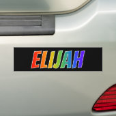 Voornaam "ELIJAH": vun regenboogkleuren Bumpersticker (Op auto)