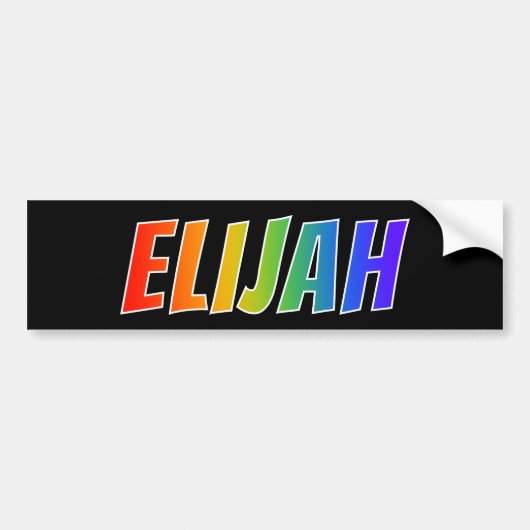 Voornaam "ELIJAH": vun regenboogkleuren Bumpersticker (Voorkant)