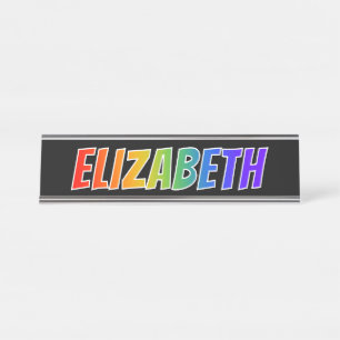 Voornaam "ELIZABETH": Fun Rainbow-kleuren Bureau Naambordje