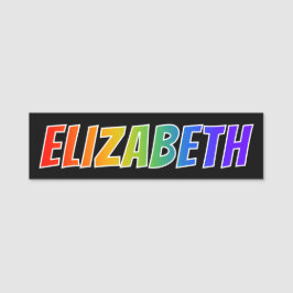 Voornaam "ELIZABETH": Fun Rainbow-kleuren Naamplaatje