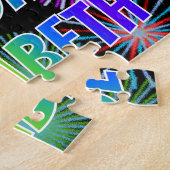 Voornaam "ELIZABETH", geun "HAPPY BIRTHDAY" Legpuzzel (Zijkant)