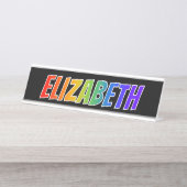 Voornaam "ELIZABETH": vun regenboogkleuren Bureau Naambordje (Voorkant)