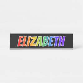 Voornaam "ELIZABETH": vun regenboogkleuren Bureau Naambordje