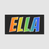 Voornaam "ELLA": Fun Rainbow-kleuren Naamplaatje (Voorkant)