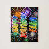 Voornaam "ELLA", geun "HAPPY BIRTHDAY" Legpuzzel (Verticaal)