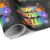 Voornaam "ELLIE", geun "HAPPY BIRTHDAY" Cadeaupapier (Rol Hoek)