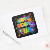 Voornaam "ELLIE", geun "HAPPY BIRTHDAY" Vierkante Sticker (Envelop)