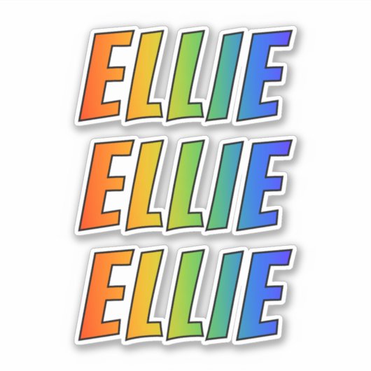 Voornaam "ELLIE" w/ Fun Rainbow Coloring Sticker (Voorkant)