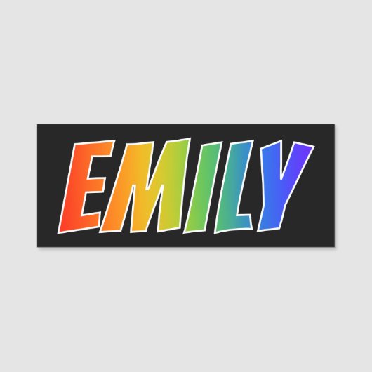 Voornaam "EMILY": Fun Rainbow-kleuren Naamplaatje (Voorkant)