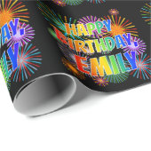 Voornaam "EMILY", geun "HAPPY BIRTHDAY" Cadeaupapier (Rol Hoek)