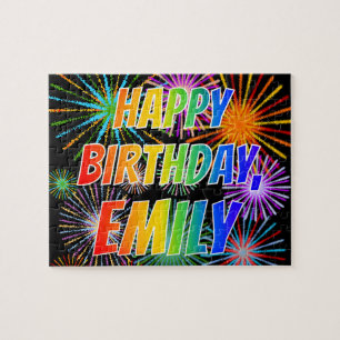 Voornaam "EMILY", geun "HAPPY BIRTHDAY" Legpuzzel