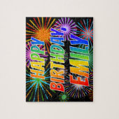 Voornaam "EMILY", geun "HAPPY BIRTHDAY" Legpuzzel (Verticaal)