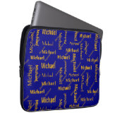 Voornaam en achternaam voor Navy & Gold Repetating Laptop Sleeve (Voorkant Rechts)