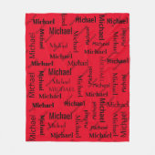 Voornaam en achternaam zwart en rood herhalen fleece deken (Voorkant)