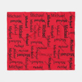 Voornaam en achternaam zwart en rood herhalen fleece deken (Voorkant (Horizontaal))
