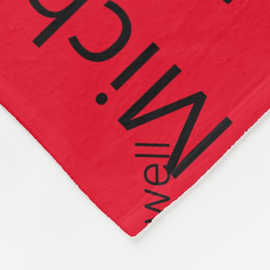 Voornaam en achternaam zwart en rood herhalen fleece deken (Hoek)