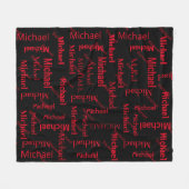 Voornaam en achternaam zwart en rood herhalen fleece deken (Voorkant (Horizontaal))