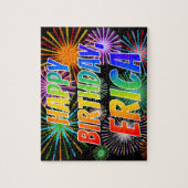 Voornaam "ERICA", geun "HAPPY BIRTHDAY" Legpuzzel (Verticaal)