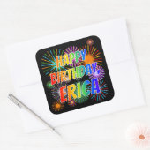 Voornaam "ERICA", geun "HAPPY BIRTHDAY" Vierkante Sticker (Envelop)
