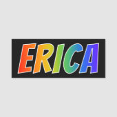 Voornaam "ERICA": vun regenboogkleuren Naamplaatje (Voorkant)