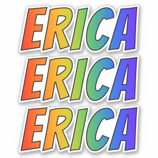 Voornaam "ERICA" w / Fun Rainbow Coloring Sticker (Voorkant)