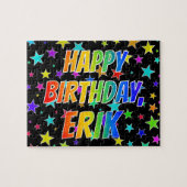 Voornaam ERIK, Fun "HAPPY BIRTHDAY" Legpuzzel (Horizontaal)