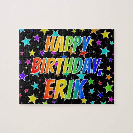 Voornaam ERIK, Fun "HAPPY BIRTHDAY" Legpuzzel (Horizontaal)