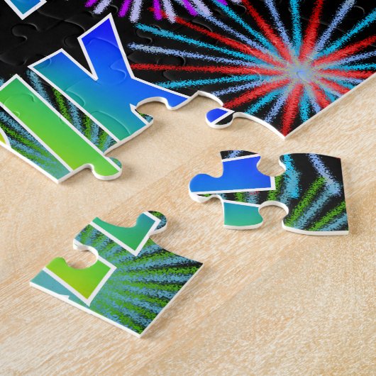 Voornaam "ERIK", vun "HAPPY BIRTHDAY" Legpuzzel (Zijkant)