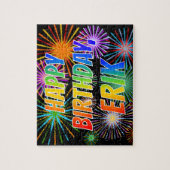 Voornaam "ERIK", vun "HAPPY BIRTHDAY" Legpuzzel (Verticaal)