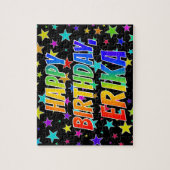 Voornaam ERIKA, Fun "HAPPY BIRTHDAY" Legpuzzel (Verticaal)
