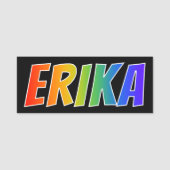Voornaam "ERIKA": Fun Rainbow-kleuren Naamplaatje (Voorkant)