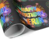Voornaam "ERIN", vun "HAPPY BIRTHDAY" Cadeaupapier (Rol Hoek)