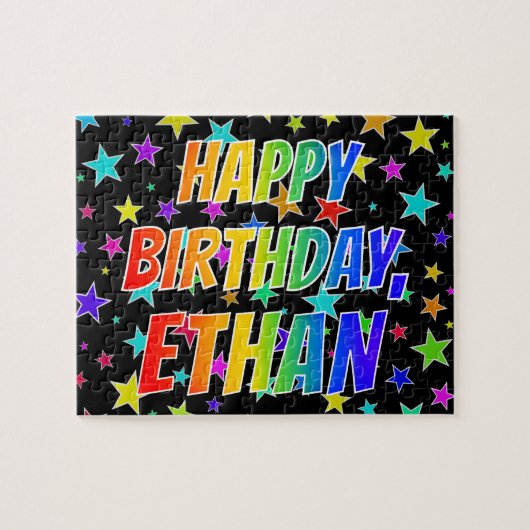 Voornaam ETHAN, Fun "HAPPY BIRTHDAY" Legpuzzel (Horizontaal)