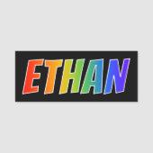 Voornaam "ETHAN": Fun Rainbow-kleuren Naamplaatje (Voorkant)