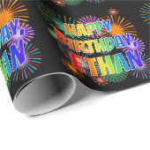 Voornaam "ETHAN", geun "HAPPY BIRTHDAY" Cadeaupapier (Rol Hoek)