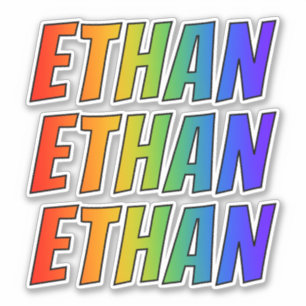 Voornaam "ETHAN" w/ Fun Rainbow Coloring Sticker