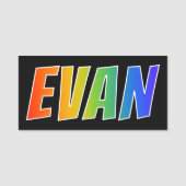 Voornaam "EVAN": Fun Rainbow-kleuren Naamplaatje (Voorkant)