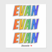 Voornaam "EVAN" w/ Fun Rainbow Coloring Sticker (Vel)