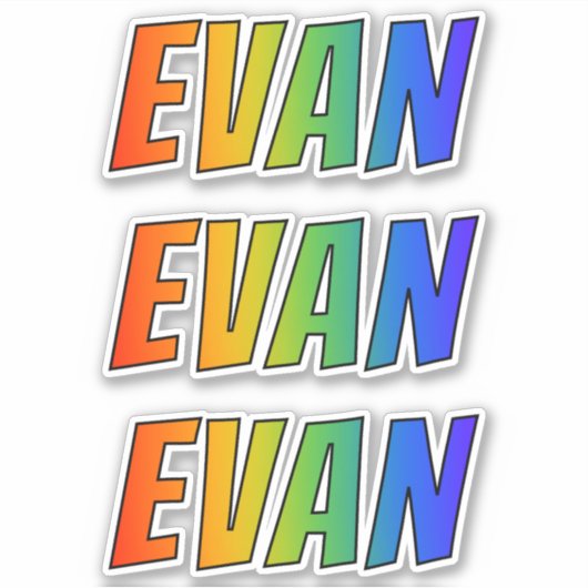 Voornaam "EVAN" w/ Fun Rainbow Coloring Sticker (Voorkant)