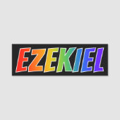 Voornaam "EZEKIEL": Fun Rainbow-kleuren Naamplaatje (Voorkant)