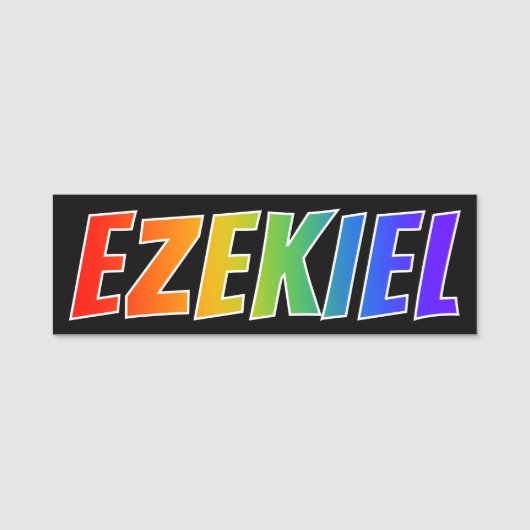 Voornaam "EZEKIEL": Fun Rainbow-kleuren Naamplaatje (Voorkant)